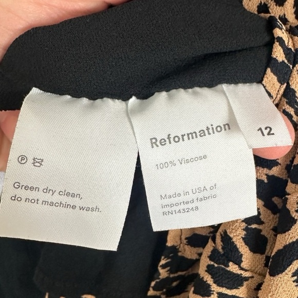 Reformation Leopard Print Gracie Dress Size 12 Ruched Short Sleeves Boho Mini - Picture 8 of 16